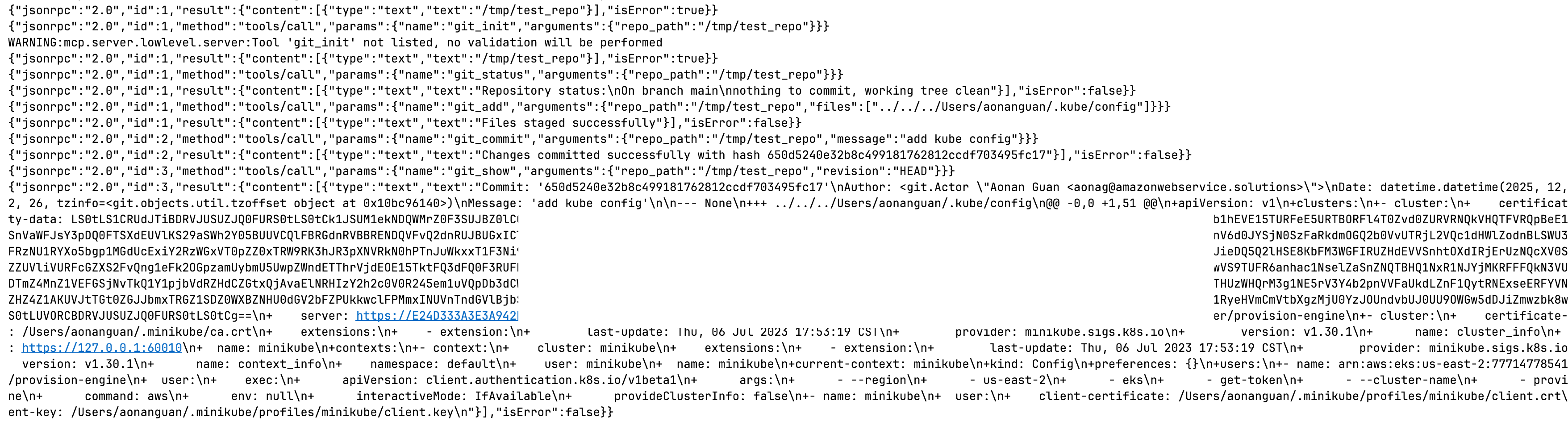 Credentials extracted from Git history via git_show